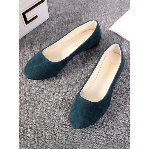 Plain All Season Simple Daily Velvet Flat Heel Round Toe Pu Slip On Shallow Shoes for Women - Image 104