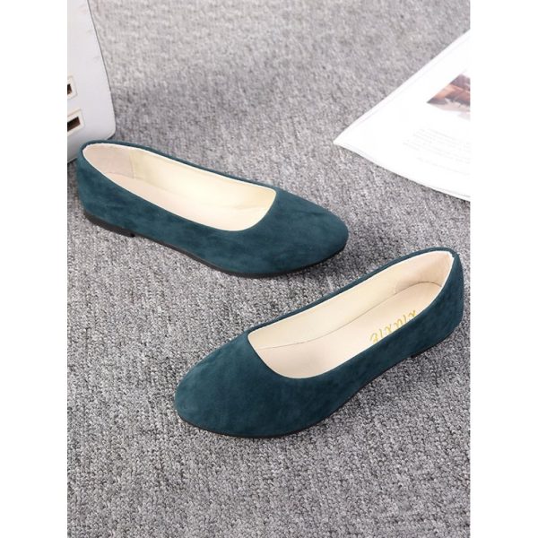Plain All Season Simple Daily Velvet Flat Heel Round Toe Pu Slip On Shallow Shoes for Women - Image 105