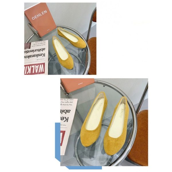 Plain All Season Simple Daily Velvet Flat Heel Round Toe Pu Slip On Shallow Shoes for Women - Image 108