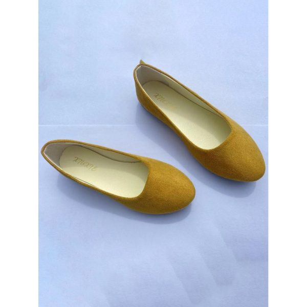 Plain All Season Simple Daily Velvet Flat Heel Round Toe Pu Slip On Shallow Shoes for Women - Image 109