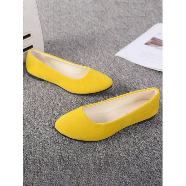 Plain All Season Simple Daily Velvet Flat Heel Round Toe Pu Slip On Shallow Shoes for Women - Image 110