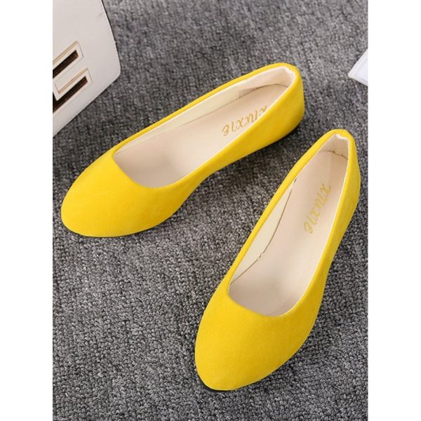 Plain All Season Simple Daily Velvet Flat Heel Round Toe Pu Slip On Shallow Shoes for Women - Image 111