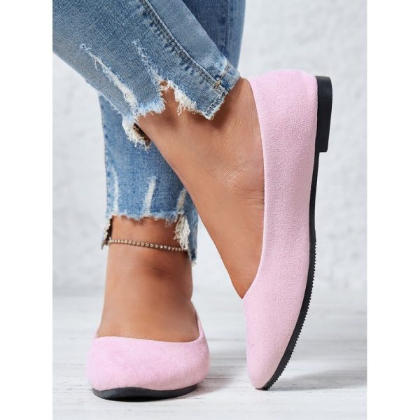Plain All Season Simple Daily Velvet Flat Heel Round Toe Pu Slip On Shallow Shoes for Women - Image 14