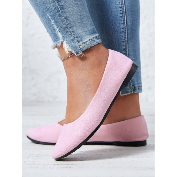 Plain All Season Simple Daily Velvet Flat Heel Round Toe Pu Slip On Shallow Shoes for Women - Image 16