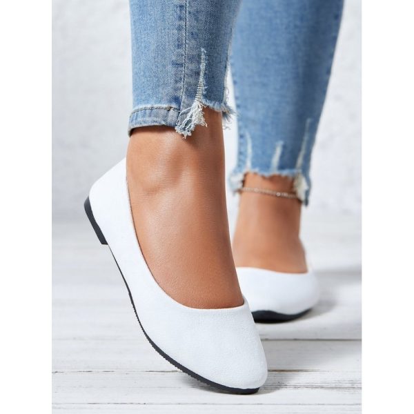 Plain All Season Simple Daily Velvet Flat Heel Round Toe Pu Slip On Shallow Shoes for Women - Image 17