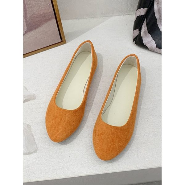 Plain All Season Simple Daily Velvet Flat Heel Round Toe Pu Slip On Shallow Shoes for Women - Image 18