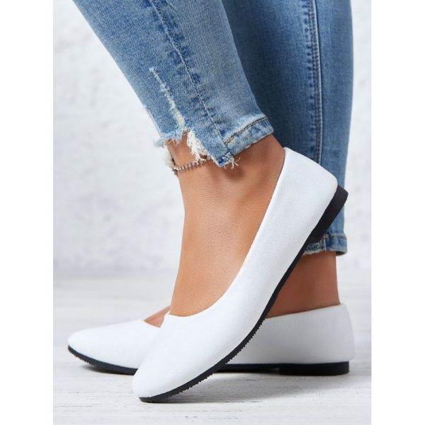 Plain All Season Simple Daily Velvet Flat Heel Round Toe Pu Slip On Shallow Shoes for Women - Image 21