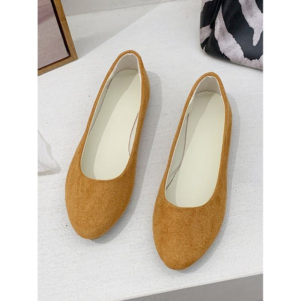 Plain All Season Simple Daily Velvet Flat Heel Round Toe Pu Slip On Shallow Shoes for Women - Image 22