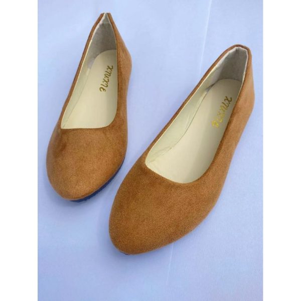 Plain All Season Simple Daily Velvet Flat Heel Round Toe Pu Slip On Shallow Shoes for Women - Image 24