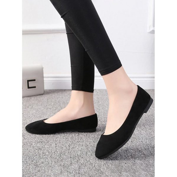 Plain All Season Simple Daily Velvet Flat Heel Round Toe Pu Slip On Shallow Shoes for Women - Image 26