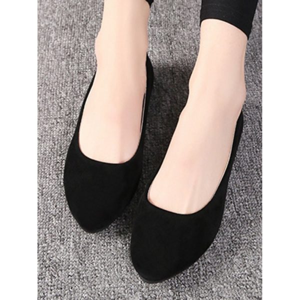 Plain All Season Simple Daily Velvet Flat Heel Round Toe Pu Slip On Shallow Shoes for Women - Image 30