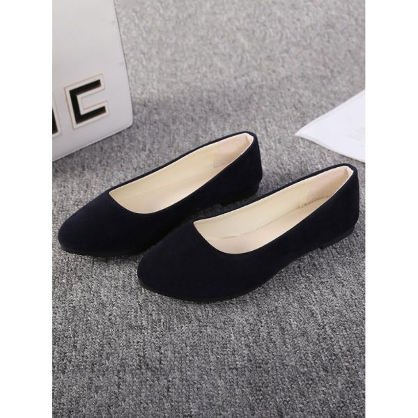 Plain All Season Simple Daily Velvet Flat Heel Round Toe Pu Slip On Shallow Shoes for Women - Image 39