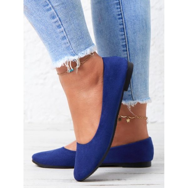 Plain All Season Simple Daily Velvet Flat Heel Round Toe Pu Slip On Shallow Shoes for Women - Image 5