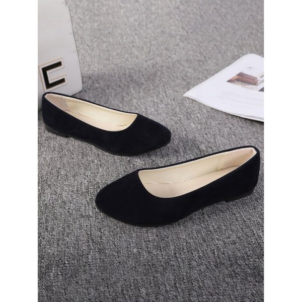 Plain All Season Simple Daily Velvet Flat Heel Round Toe Pu Slip On Shallow Shoes for Women - Image 41