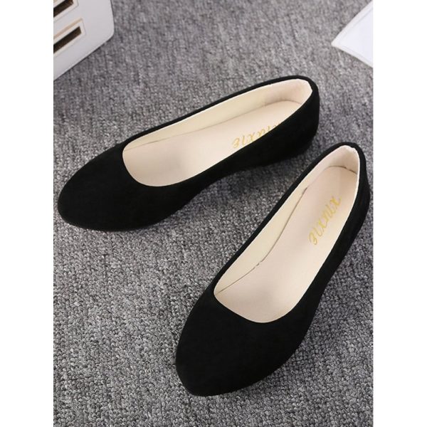Plain All Season Simple Daily Velvet Flat Heel Round Toe Pu Slip On Shallow Shoes for Women - Image 42