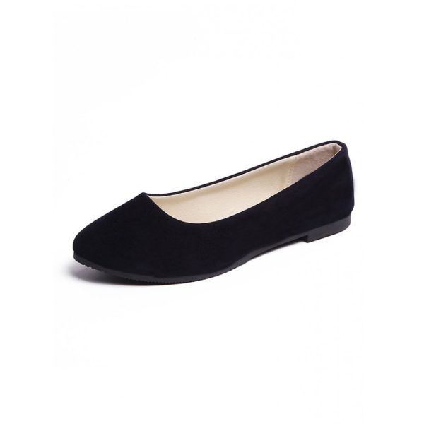 Plain All Season Simple Daily Velvet Flat Heel Round Toe Pu Slip On Shallow Shoes for Women - Image 43