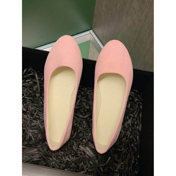 Plain All Season Simple Daily Velvet Flat Heel Round Toe Pu Slip On Shallow Shoes for Women - Image 46