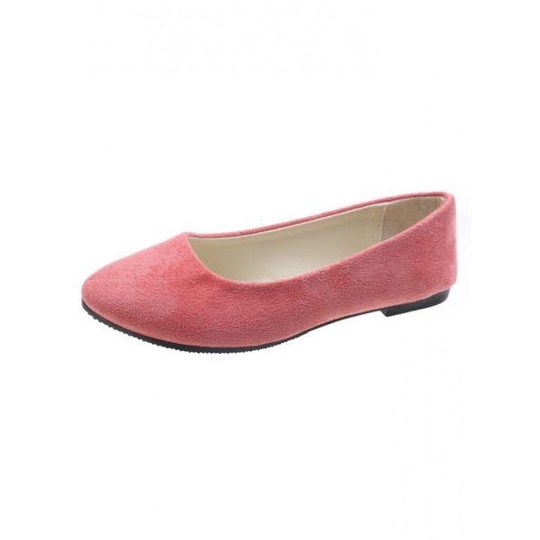 Plain All Season Simple Daily Velvet Flat Heel Round Toe Pu Slip On Shallow Shoes for Women - Image 47