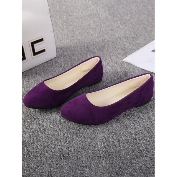 Plain All Season Simple Daily Velvet Flat Heel Round Toe Pu Slip On Shallow Shoes for Women - Image 50