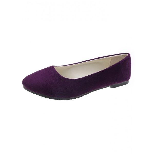 Plain All Season Simple Daily Velvet Flat Heel Round Toe Pu Slip On Shallow Shoes for Women - Image 51