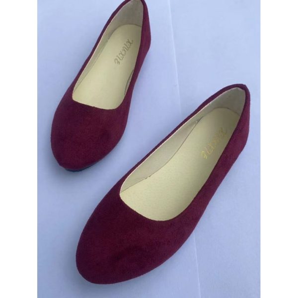 Plain All Season Simple Daily Velvet Flat Heel Round Toe Pu Slip On Shallow Shoes for Women - Image 52