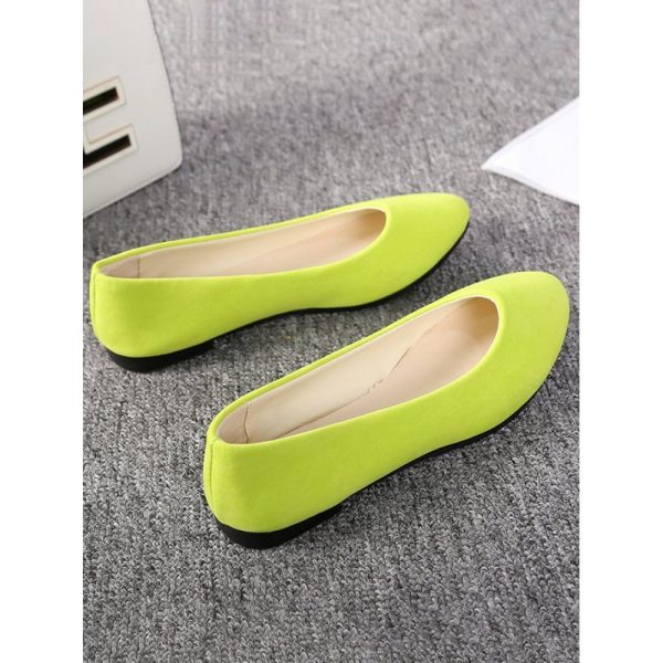 Plain All Season Simple Daily Velvet Flat Heel Round Toe Pu Slip On Shallow Shoes for Women - Image 54
