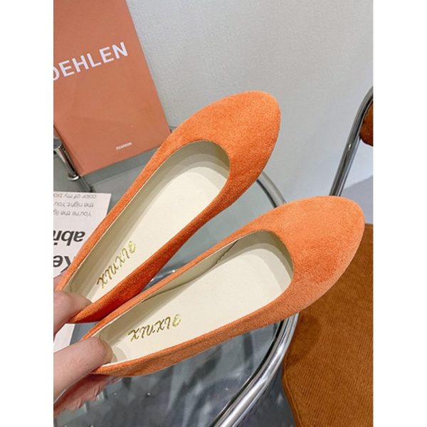 Plain All Season Simple Daily Velvet Flat Heel Round Toe Pu Slip On Shallow Shoes for Women - Image 56