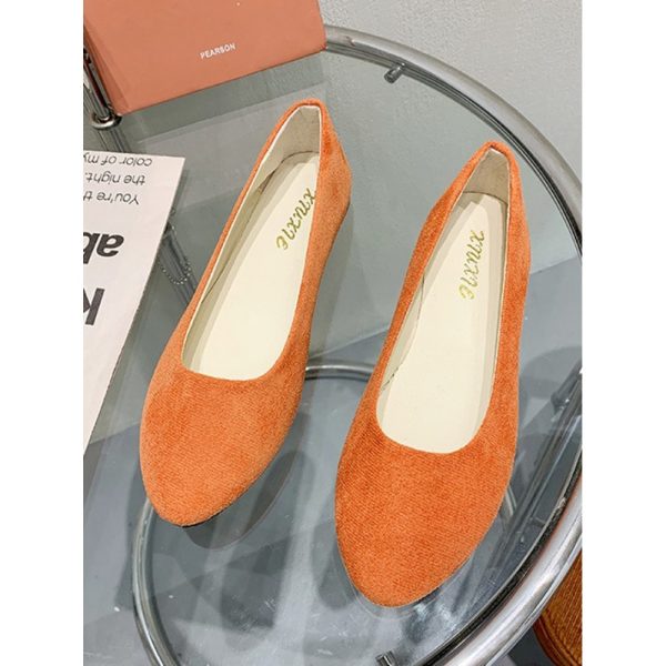 Plain All Season Simple Daily Velvet Flat Heel Round Toe Pu Slip On Shallow Shoes for Women - Image 57