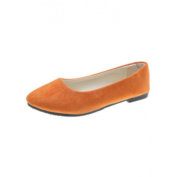 Plain All Season Simple Daily Velvet Flat Heel Round Toe Pu Slip On Shallow Shoes for Women - Image 58