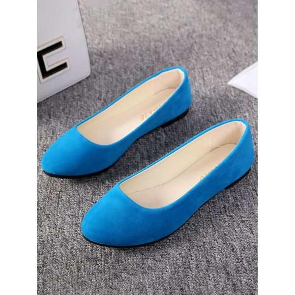 Plain All Season Simple Daily Velvet Flat Heel Round Toe Pu Slip On Shallow Shoes for Women - Image 60