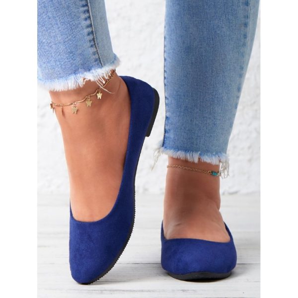 Plain All Season Simple Daily Velvet Flat Heel Round Toe Pu Slip On Shallow Shoes for Women - Image 7