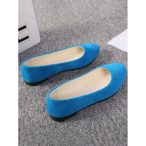 Plain All Season Simple Daily Velvet Flat Heel Round Toe Pu Slip On Shallow Shoes for Women - Image 61