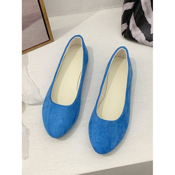 Plain All Season Simple Daily Velvet Flat Heel Round Toe Pu Slip On Shallow Shoes for Women - Image 62