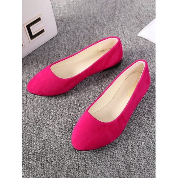 Plain All Season Simple Daily Velvet Flat Heel Round Toe Pu Slip On Shallow Shoes for Women - Image 66