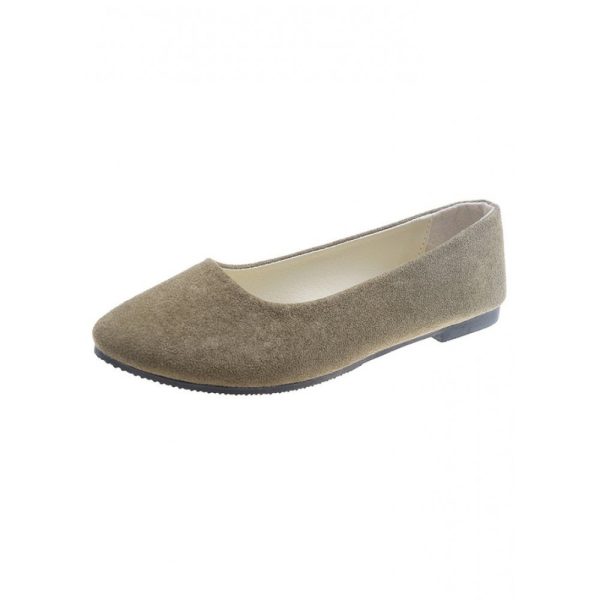 Plain All Season Simple Daily Velvet Flat Heel Round Toe Pu Slip On Shallow Shoes for Women - Image 70