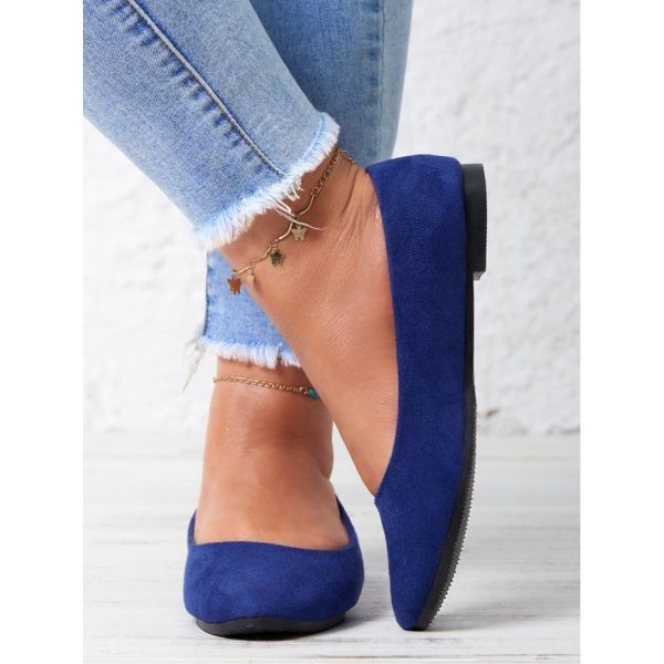 Plain All Season Simple Daily Velvet Flat Heel Round Toe Pu Slip On Shallow Shoes for Women - Image 8