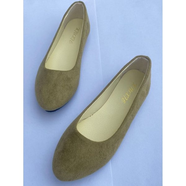 Plain All Season Simple Daily Velvet Flat Heel Round Toe Pu Slip On Shallow Shoes for Women - Image 71