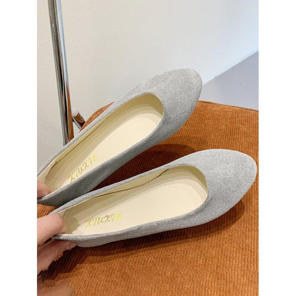Plain All Season Simple Daily Velvet Flat Heel Round Toe Pu Slip On Shallow Shoes for Women - Image 72