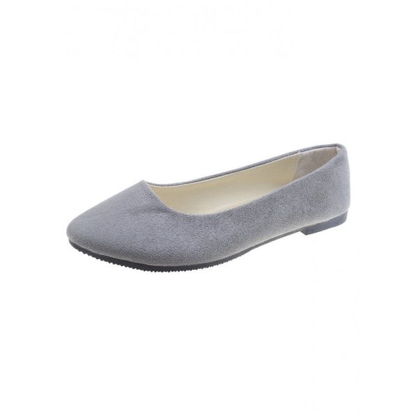 Plain All Season Simple Daily Velvet Flat Heel Round Toe Pu Slip On Shallow Shoes for Women - Image 74