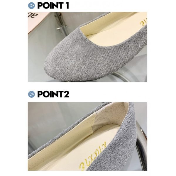Plain All Season Simple Daily Velvet Flat Heel Round Toe Pu Slip On Shallow Shoes for Women - Image 75