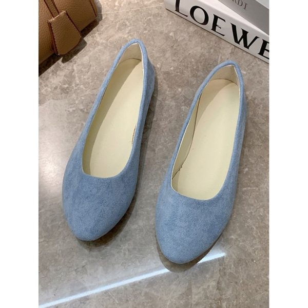 Plain All Season Simple Daily Velvet Flat Heel Round Toe Pu Slip On Shallow Shoes for Women - Image 77
