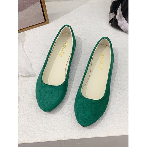 Plain All Season Simple Daily Velvet Flat Heel Round Toe Pu Slip On Shallow Shoes for Women - Image 79