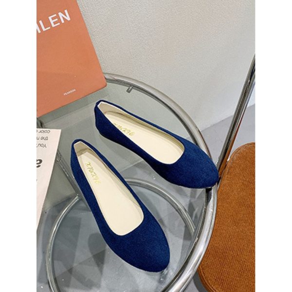 Plain All Season Simple Daily Velvet Flat Heel Round Toe Pu Slip On Shallow Shoes for Women - Image 81