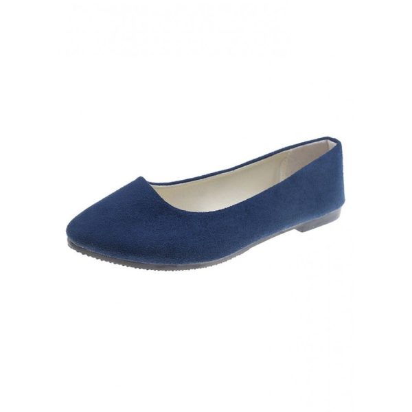 Plain All Season Simple Daily Velvet Flat Heel Round Toe Pu Slip On Shallow Shoes for Women - Image 83