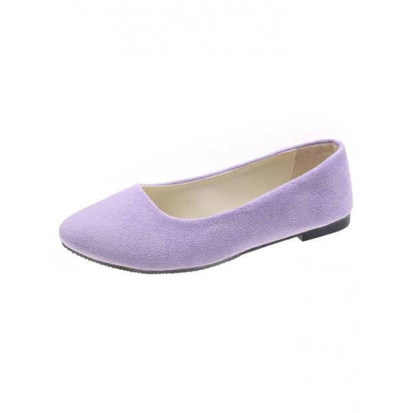 Plain All Season Simple Daily Velvet Flat Heel Round Toe Pu Slip On Shallow Shoes for Women - Image 88