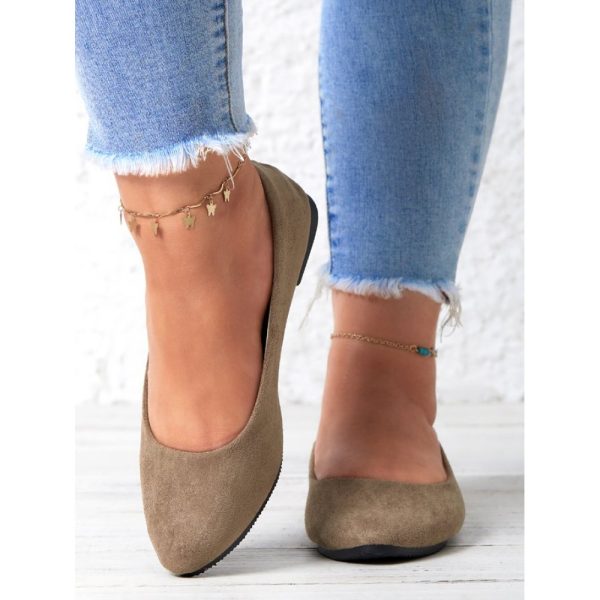 Plain All Season Simple Daily Velvet Flat Heel Round Toe Pu Slip On Shallow Shoes for Women - Image 10