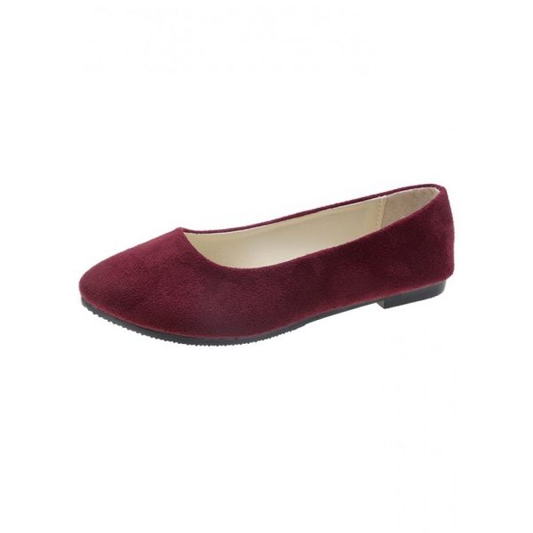 Plain All Season Simple Daily Velvet Flat Heel Round Toe Pu Slip On Shallow Shoes for Women - Image 93