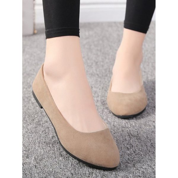 Plain All Season Simple Daily Velvet Flat Heel Round Toe Pu Slip On Shallow Shoes for Women - Image 94