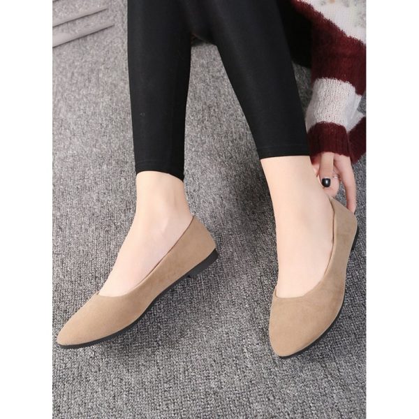 Plain All Season Simple Daily Velvet Flat Heel Round Toe Pu Slip On Shallow Shoes for Women - Image 99
