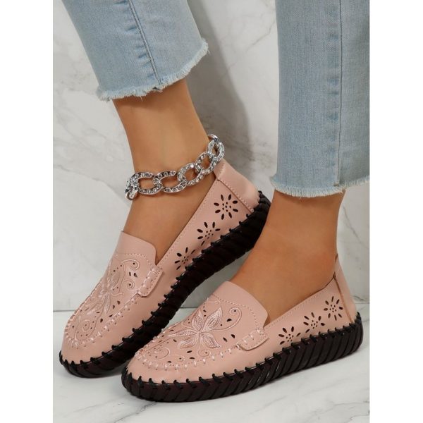 Floral Embroidery Breathable Hollow out Loafers - Image 2